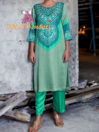 Rama Abha Pure Gaji Silk Bandhani Suit Designer
