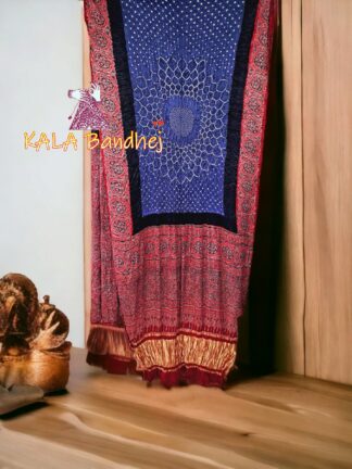 Ajrak Bandhani Gaji Silk Saree 09