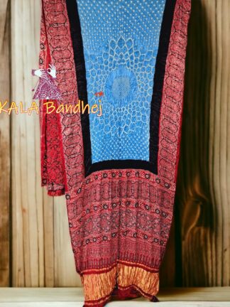 Ajrak Bandhani Gaji Silk Saree 10