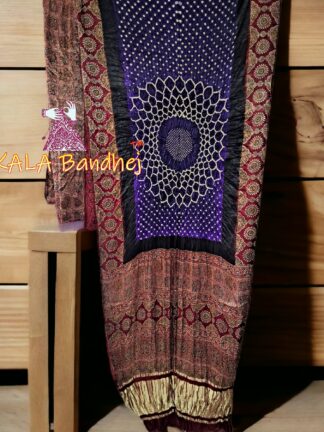 Ajrak Bandhani Gaji Silk Saree 08
