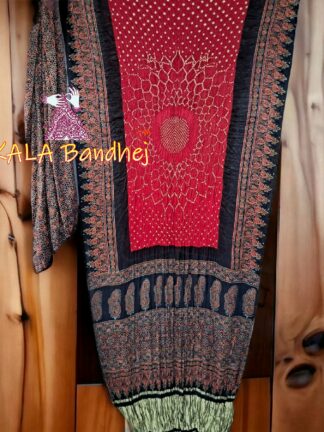 Ajrak Bandhani Gaji Silk Saree 07