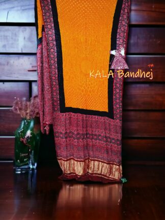 Ajrak Bandhani Gaji Silk Saree 03