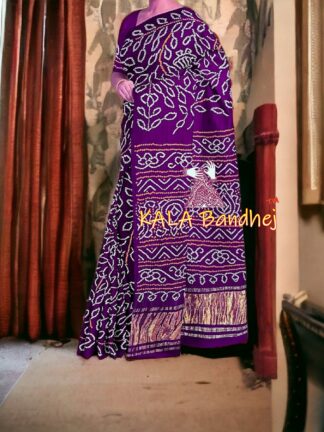 Magenta Bandhani Ambadal Palav Saree Pure GajiSilk