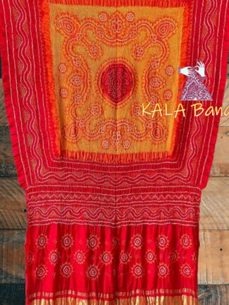 Red Bridal Ancient Chandrakhani Bandhani Dupatta Pure Gaji Silk