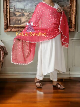 Pink Bandhani Pure Cotton Dupatta