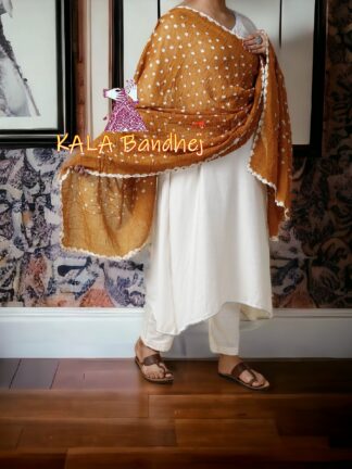 Mustured Bandhani Pure Cotton Dupatta