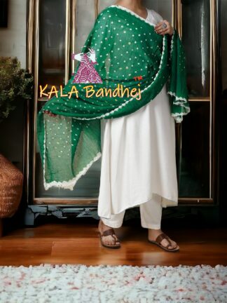 Green Bandhani Pure Cotton Dupatta
