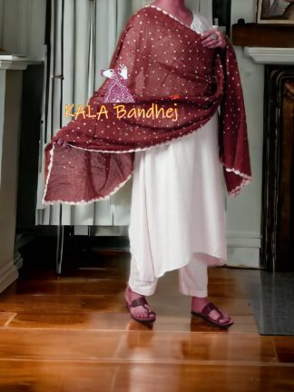 Marron Bandhani Pure Cotton Dupatta