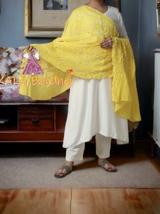 Yellow Bandhani Pure Cotton Dupatta