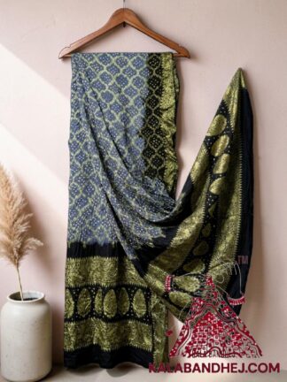 Silver Black Bandhani Banarasi Dupatta Georgette Silk