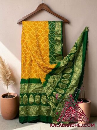 Green Mastured Bandhani Banarasi Dupatta Georgette Silk