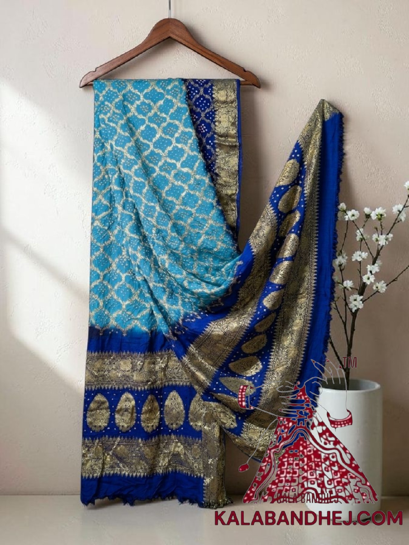 Blue Sky Bandhani Banarasi Dupatta Georgette Silk