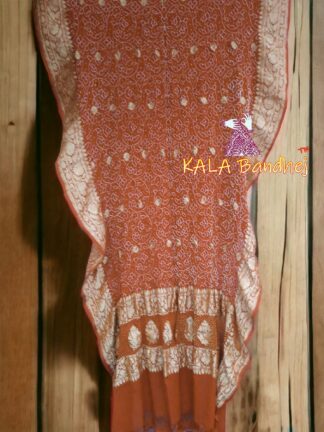 Rust Shikari Bandhani Dupatta Pure Georgette Silk Designer