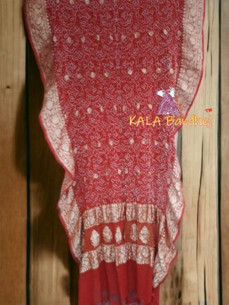 Red Shikari Bandhani Dupatta Pure Georgette Silk Designer