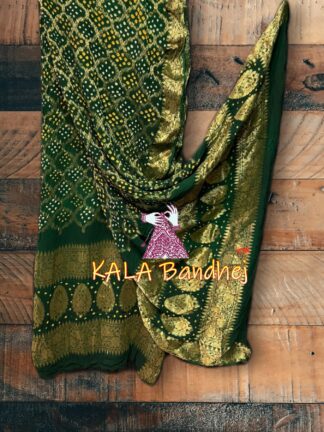 Green Bandhani Banarasi Dupatta Georgette Silk