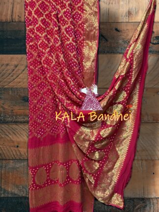 Pink Bandhani Banarasi Dupatta Georgette Silk