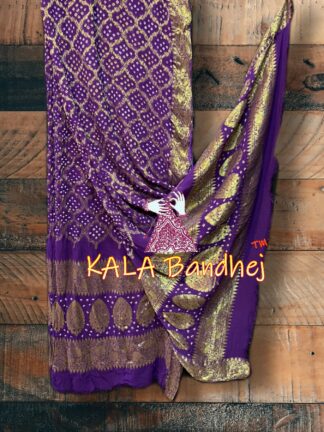 Purple Bandhani Banarasi Dupatta Georgette Silk
