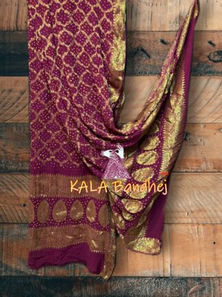 Magenta Bandhani Banarasi Dupatta Georgette Silk
