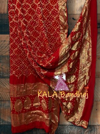 Red Bandhani Banarasi Dupatta Georgette Silk