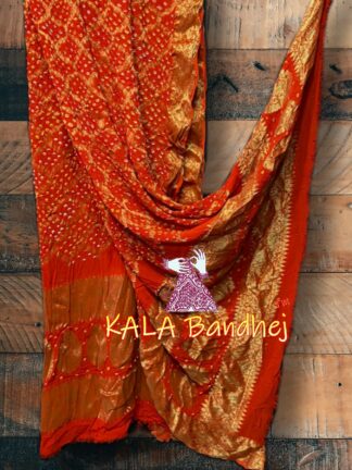 Orange Bandhani Banarasi Dupatta Georgette Silk
