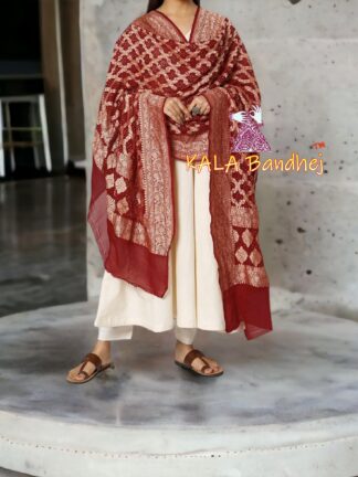 Maroon Bandhani Banarasi Dupatta Pure Georgette Silk