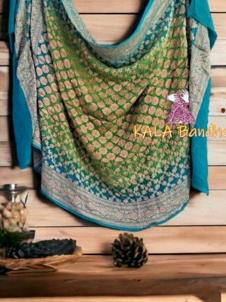 Rama Parrot Bandhani Banarasi Dupatta Pure Georgette Silk