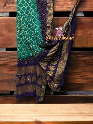 Rama Blue Bandhani Banarasi Dupatta Georgette Silk