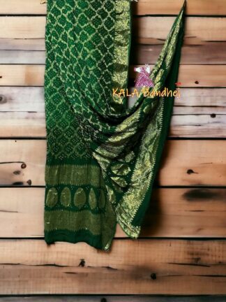 Parrot Green Bandhani Banarasi Dupatta Georgette Silk