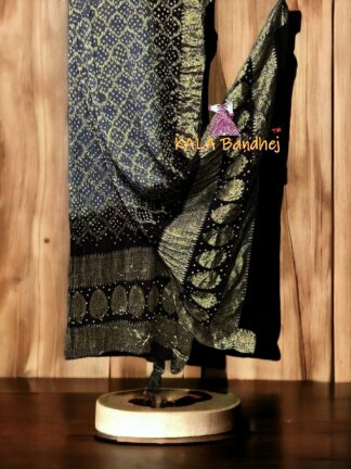 Silver Black Bandhani Banarasi Dupatta Georgette Silk