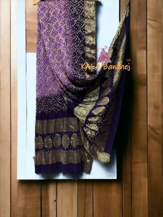 Lavender Blue Bandhani Banarasi Dupatta Georgette Silk