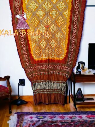 Mustered Rust BavanBarg Bandhani Dupatta Pure Gaji Silk