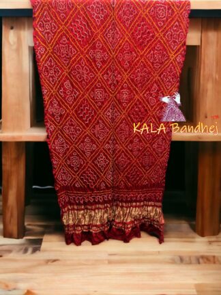 Red BavanBarg Bandhani Dupatta Pure Gaji Silk