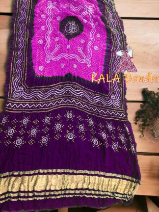 Brinjal Pink Bandhani Dupatta Pure GajiSilk Chandrakhani