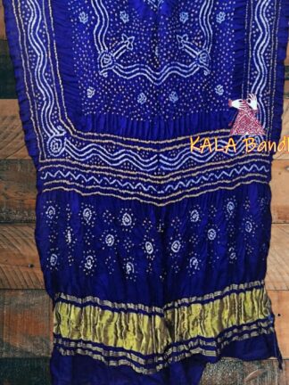 Royal Blue Bandhani Dupatta Pure Gaji Silk Chandra Kala