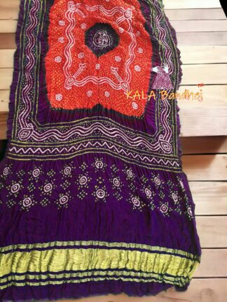 Brinjal Red Bandhani Dupatta Pure GajiSilk Chandrakhani