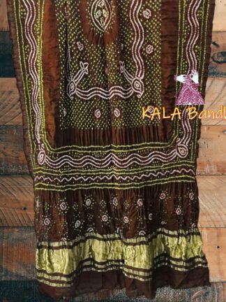 Chocolate Brown Bandhani Dupatta Pure Gaji Silk Chandra Kala