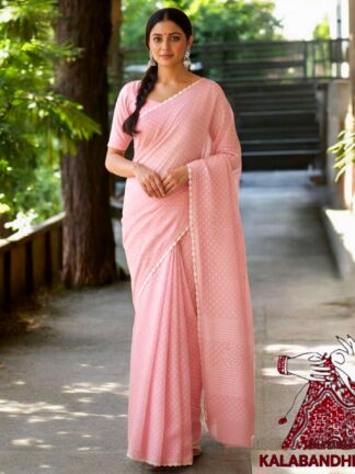 Pitch Cotton Satin Bandhani Saree