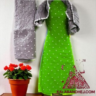 Silver Parrot Pure Cotton Bandhani Dress Material