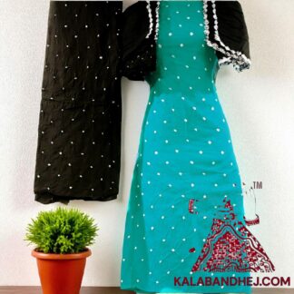 Black Aqua Rama Pure Cotton Bandhani Dress Material