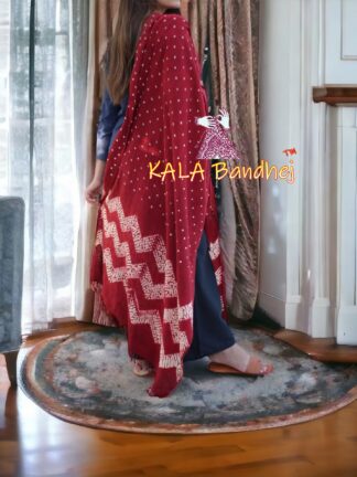 Marron Bandhani Shibori Dupatta Pure Cotton