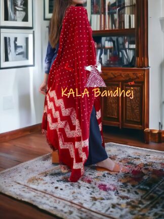 Red Bandhani Shibori Dupatta Pure Cotton