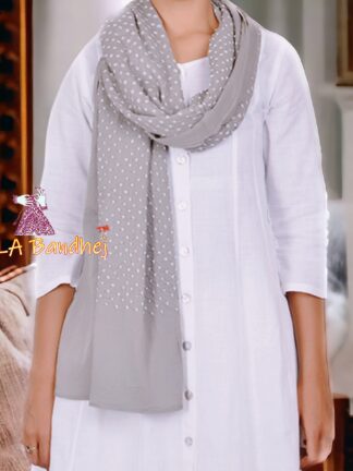 Pastel Grey Bandhani Pure Cotton Dupatta