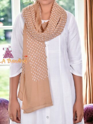 Pastel Chickoo Bandhani Pure Cotton Dupatta