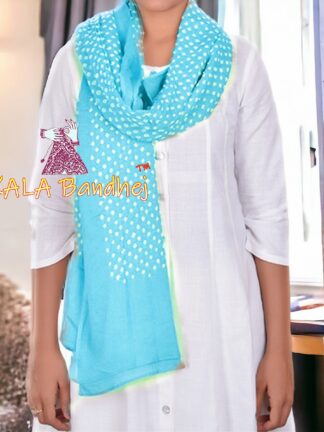 Pastel Sky Bandhani Pure Cotton Dupatta