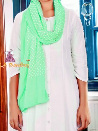Pastel Pista Bandhani Pure Cotton Dupatta