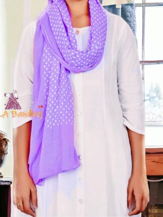 Pastel Purple Bandhani Pure Cotton Dupatta