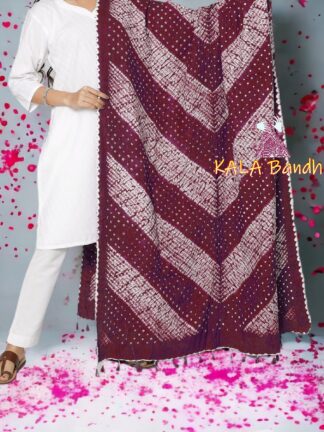 Maroon Bandhani Shibori Dupatta Pure Cotton