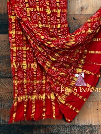 Red Bandhani Gharchola Dupatta Traditional Wedding