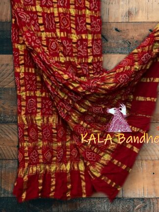Blood Red Bandhani Gharchola Dupatta Traditional Wedding