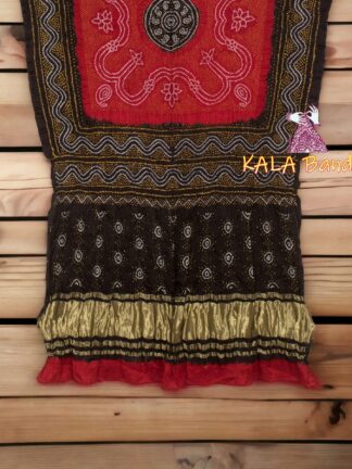 Red Black Bridal Ancient Chandrakhani Bandhani Dupatta Pure Gaji Silk